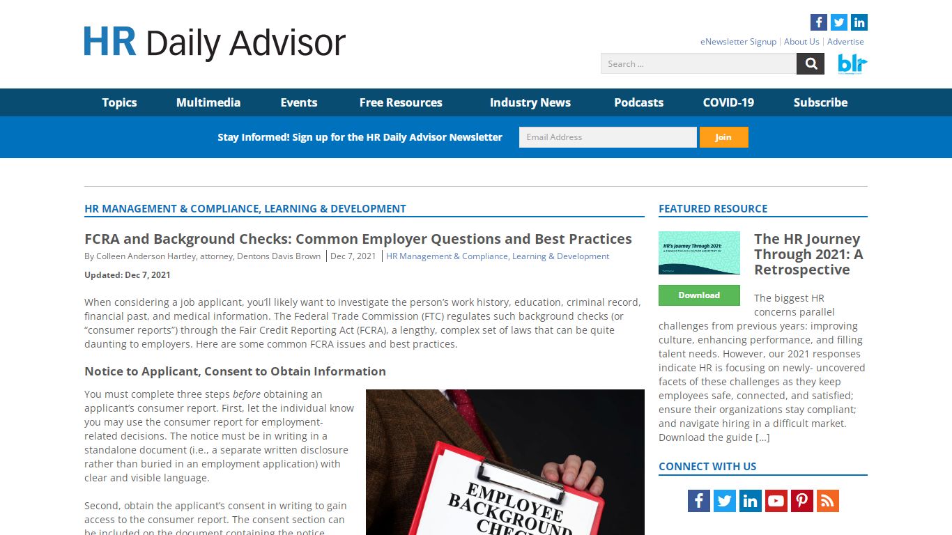 FCRA and Background Checks: Common Employer Questions and Best ...